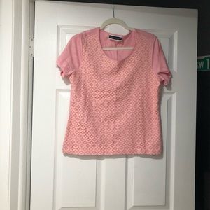 karen Scott women's top, pink embroidery S/M
